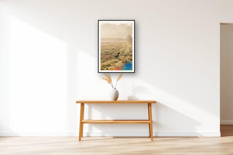 English Pointer Wall Art art print displayed above an entry console table