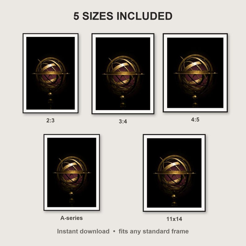 Celestial Wall Art print size chart - 5 ratios included: 2:3, 3:4, 4:5, 11x14, ISO A