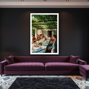 Athletes Long Lunch Wall Art art print framed in a luxury living room