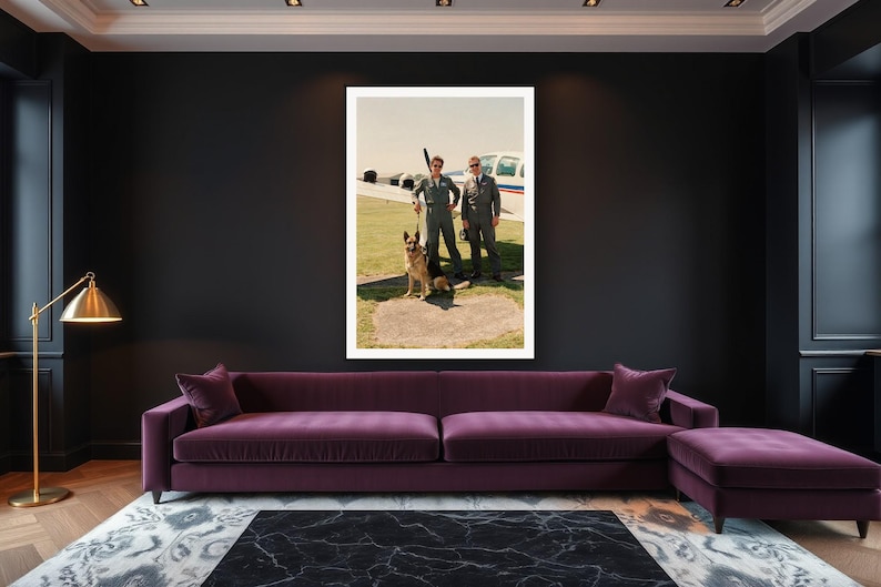 German Shepherd Wall Art art print framed in a luxury living room
