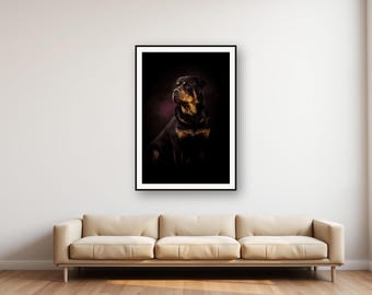 Rottweiler Print | Brass Rim Light Dog Decor (Digital Download)