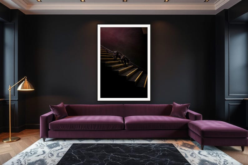 Black Panther Wall Art II art print framed in a luxury living room