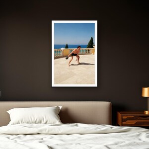 Kettlebell Wall Art art print framed in a dark luxury bedroom
