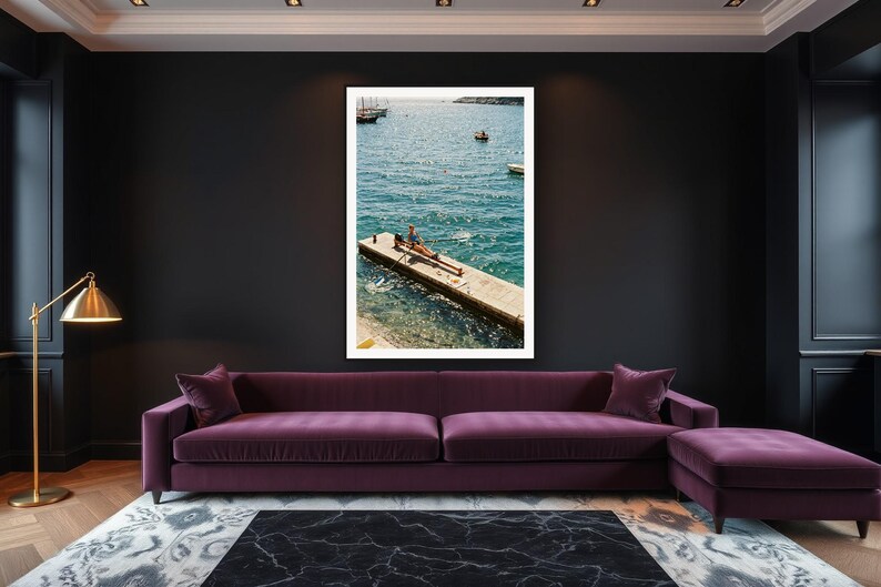 Rowing Wall Art art print framed in a luxury living room
