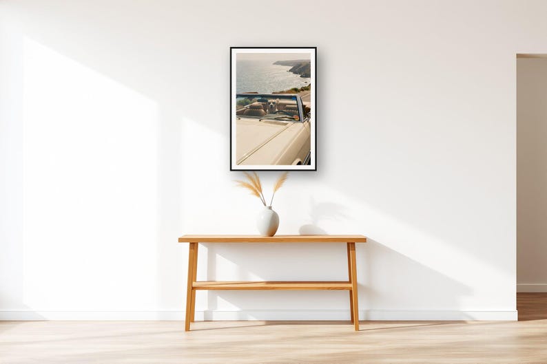 Labrador Wall Art art print displayed above an entry console table