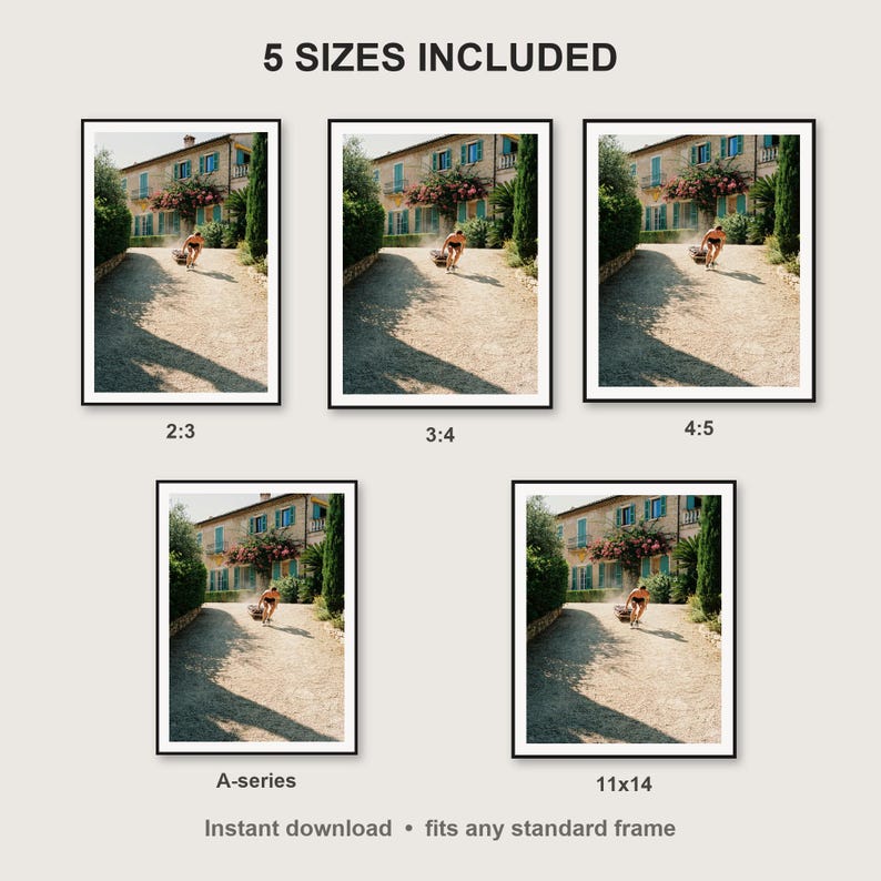 Sled Push Wall Art print size chart - 5 ratios included: 2:3, 3:4, 4:5, 11x14, ISO A
