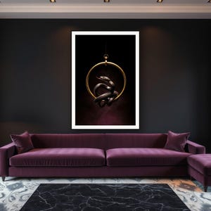 Serpent Wall Art III art print framed in a luxury living room