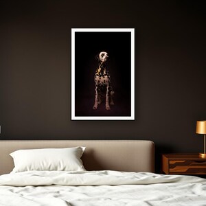 Dalmatian Wall Art II art print framed in a dark luxury bedroom