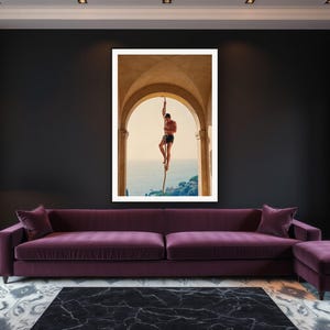 Rope Climb Wall Art art print framed in a luxury living room