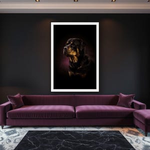 Rottweiler Wall Art II art print framed in a luxury living room