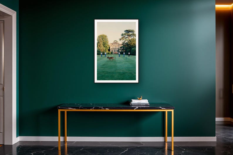 Dutch Shepherd Wall Art art print on a brass and black console vignette