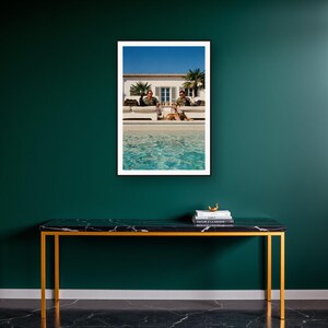 Military Dog Wall Art art print on a brass and black console vignette