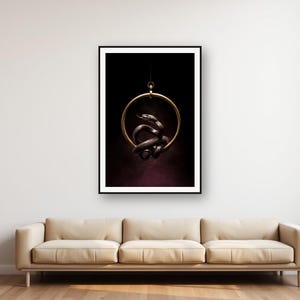 Anillo de latón con estampado de serpiente / Decoración gótica en negro y dorado (descarga digital) imagen 1
