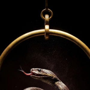 Anillo de latón con estampado de serpiente / Decoración gótica en negro y dorado (descarga digital) imagen 4
