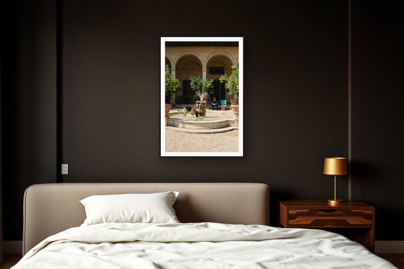German Shepherd Wall Art art print framed in a dark luxury bedroom
