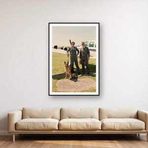 German Shepherd Pilot Airfield Print | Vintage Military Aviation Photo (Digital Download) image 1