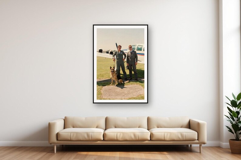 German Shepherd Pilot Airfield Print | Vintage Military Aviation Photo (Digital Download) image 1