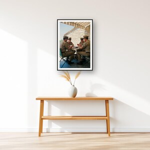 Military Wall Art art print displayed above an entry console table
