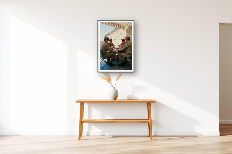 Military Wall Art art print displayed above an entry console table