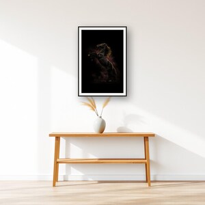 Black Stallion Wall Art art print displayed above an entry console table