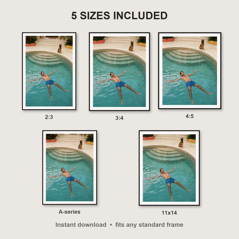 Military Dog Wall Art print size chart - 5 ratios included: 2:3, 3:4, 4:5, 11x14, ISO A