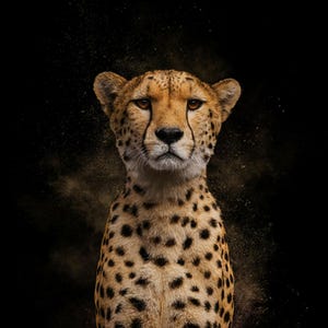 Cheetah Wall Art | Brass Rimmed Print, Black Gold Animal Decor (Digital Download) image 4