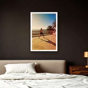 Boxing Wall Art art print framed in a dark luxury bedroom