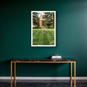English Setter Wall Art art print on a brass and black console vignette