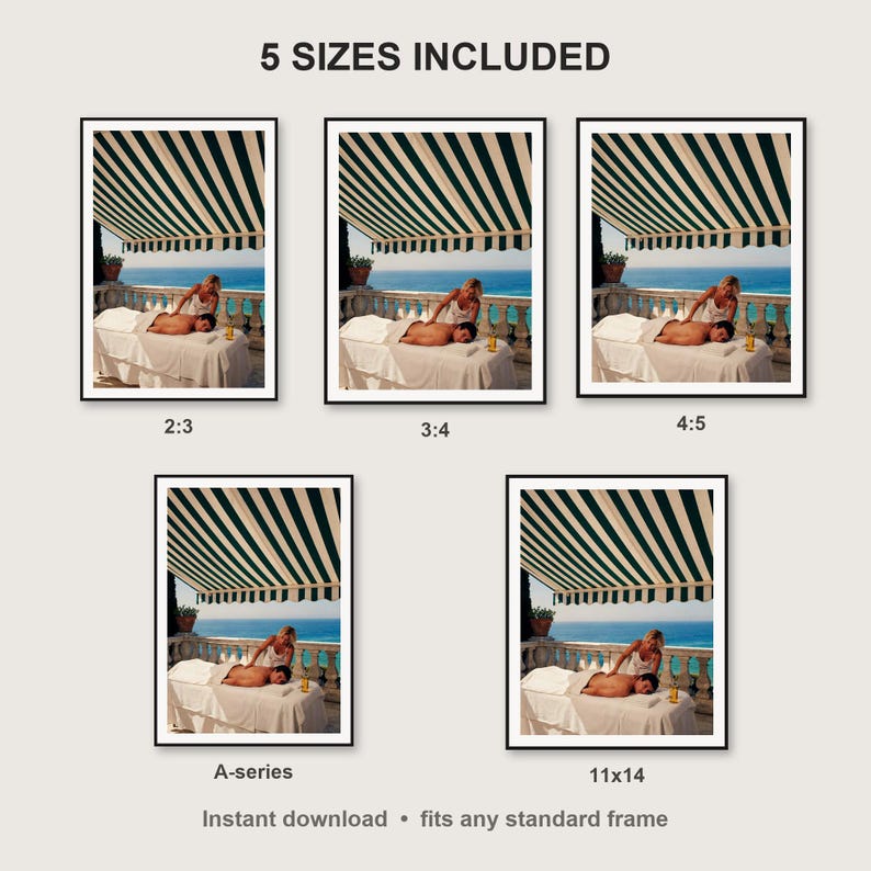 Massage Wall Art print size chart - 5 ratios included: 2:3, 3:4, 4:5, 11x14, ISO A