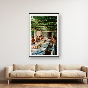 Athletes Long Lunch Print | Mediterranean Villa Pergola, Retro Photo (Digital Download) image 1