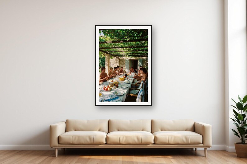 Athletes Long Lunch Print | Mediterranean Villa Pergola, Retro Photo (Digital Download) image 1