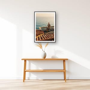 German Shepherd Wall Art art print displayed above an entry console table