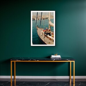 German Shepherd Wall Art art print on a brass and black console vignette
