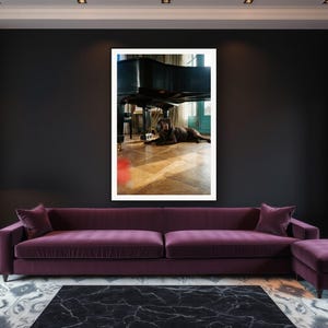 Chocolate Labrador Wall Art art print framed in a luxury living room