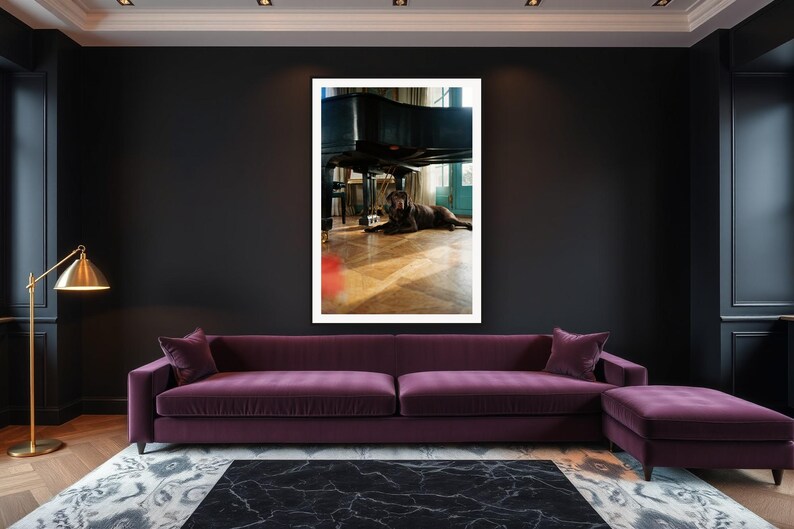Chocolate Labrador Wall Art art print framed in a luxury living room