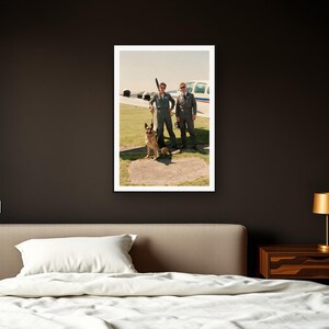 German Shepherd Wall Art art print framed in a dark luxury bedroom