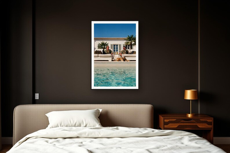 Military Dog Wall Art art print framed in a dark luxury bedroom