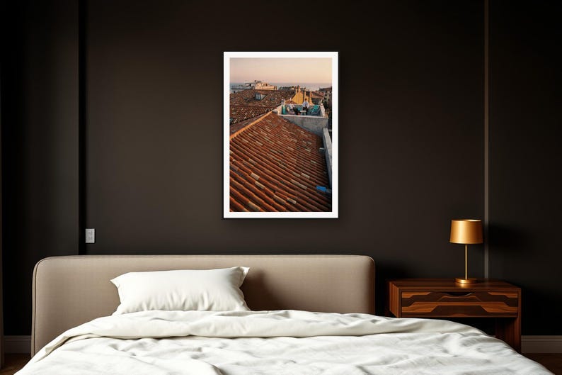 German Shepherd Wall Art art print framed in a dark luxury bedroom