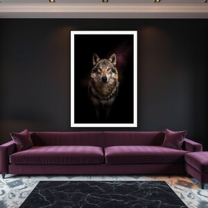 Wolf Wall Art II art print framed in a luxury living room