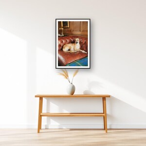 Whippet Wall Art art print displayed above an entry console table