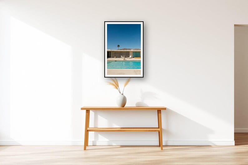 Standard Poodle Wall Art art print displayed above an entry console table