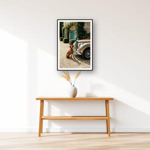 Vizsla Wall Art art print displayed above an entry console table