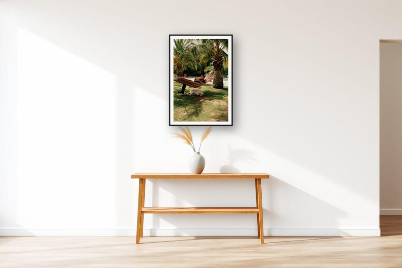 Labrador Wall Art art print displayed above an entry console table