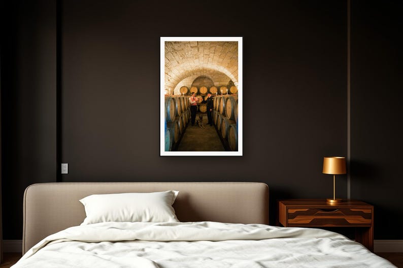 German Shepherd Wall Art art print framed in a dark luxury bedroom