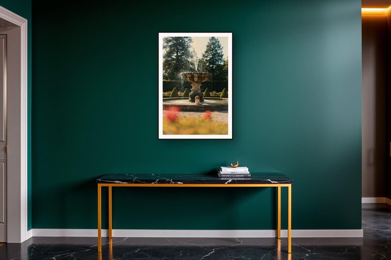 Cavalier Spaniel Wall Art art print on a brass and black console vignette