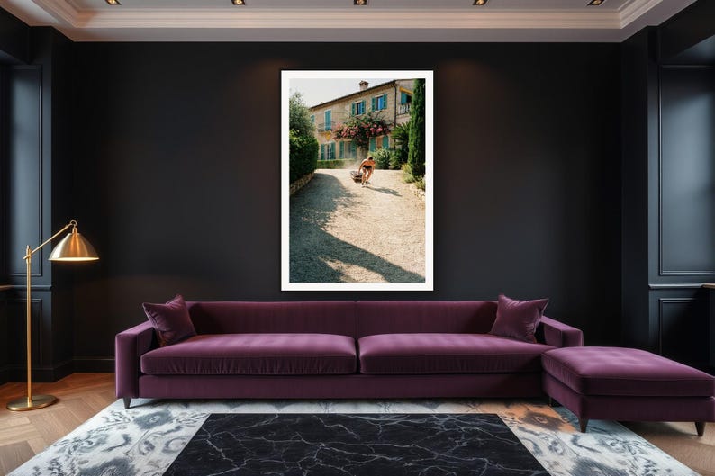Sled Push Wall Art art print framed in a luxury living room