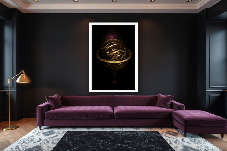 Celestial Wall Art art print framed in a luxury living room
