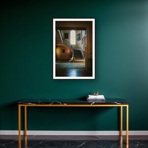 Great Dane Wall Art art print on a brass and black console vignette