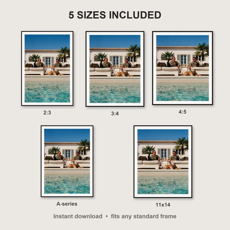 Military Dog Wall Art print size chart - 5 ratios included: 2:3, 3:4, 4:5, 11x14, ISO A