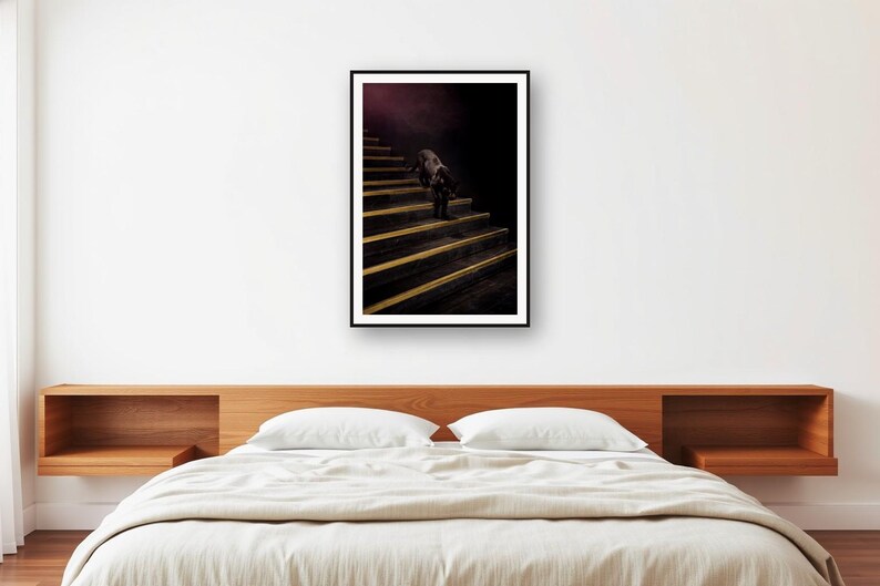 Black Panther Wall Art | Brass Staircase Print | Animal Decor (Digital Download) image 2